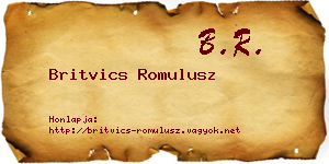 Britvics Romulusz névjegykártya
